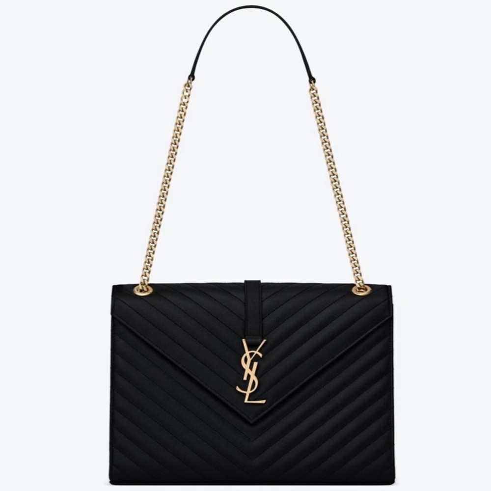 MSRP $3,500 NWT BNIB SAINT LAURENT ENVELOPE LARGE BAG MATELASSÉ GRAIN DE POUDRE - Picture 3 of 16